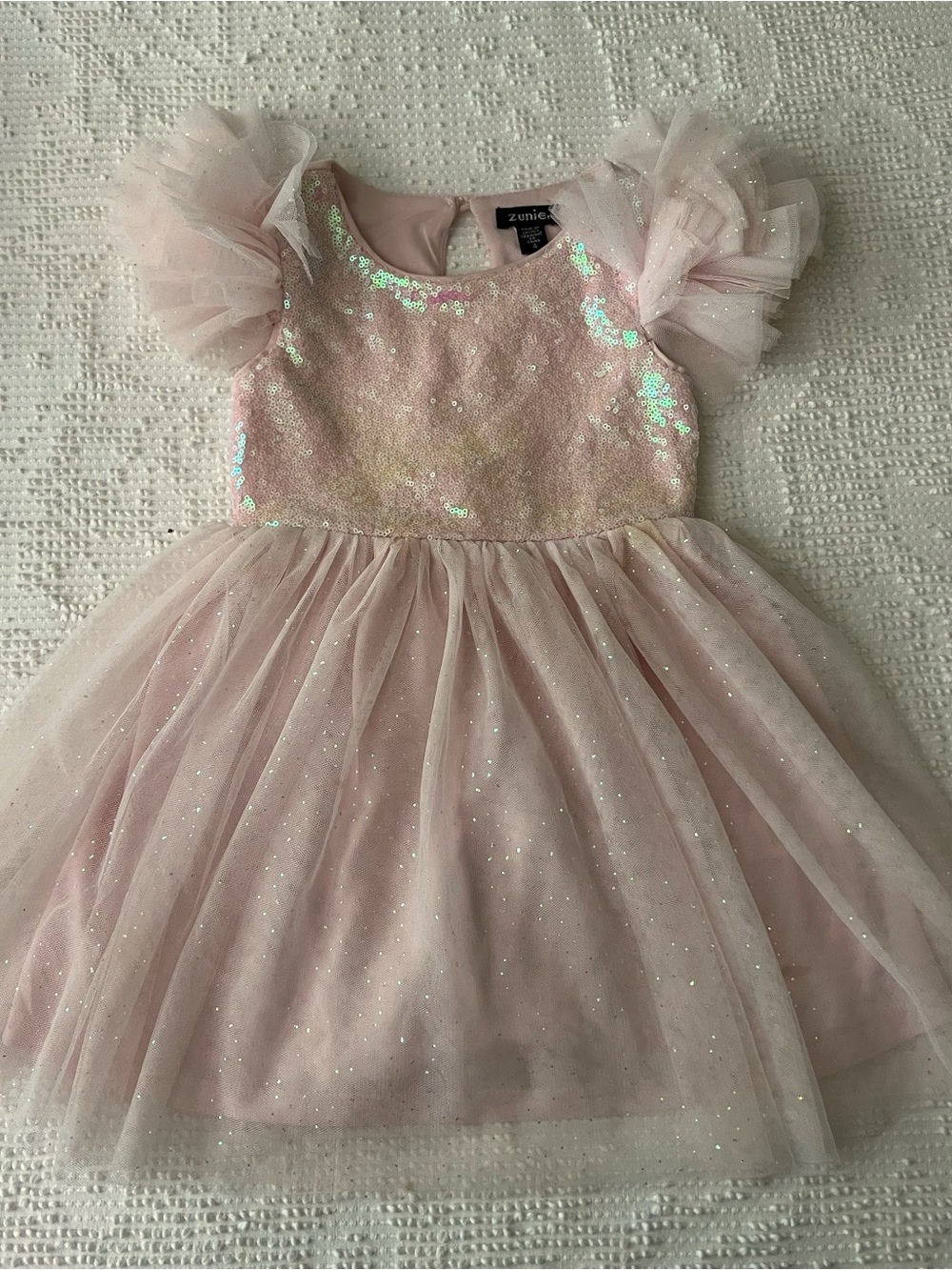 Zunie Iridescent Pink Sequin Tulle Dress